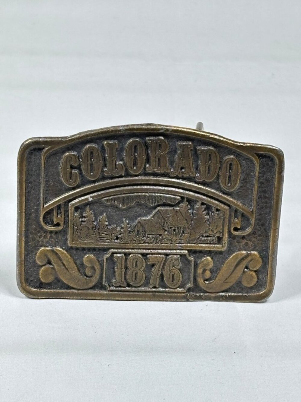 VTG 70s Colorado State Bicentennial 1876 Belt Buckle Brass Made in USA Rare